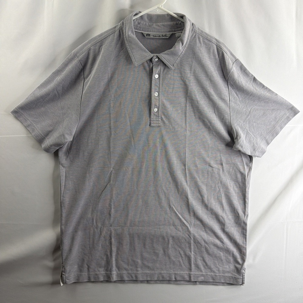 Travis Matthew Mens XL Heather Gray Golf Polo Shirt Breathable Casual Work